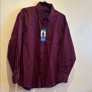 Nautica Men's Long-Sleeve Burgundy Button-Down Shirt